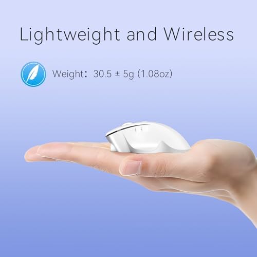 Uiosmuph Mini Wireless Bluetooth Mouse for Travel, Silent Small Mouse White