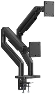 DIGITUS monitor mount – 2 screens – up to 45 inches – 20 kg load capacity – mechanical spring – for flat and curved monitors – VESA 75x75 100x100 – rotate, swivel, tilt – black