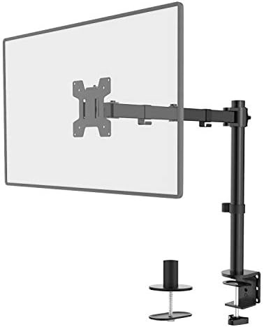 WALI Single Monitor Mount, Single Monitor Arm Desk Mount, Up to 32 inch Ultrawide, Regular Screens up to 27 inches, 22lbs, Adjustable Mount with C-CLAMP for Home Office Application(M001), Black