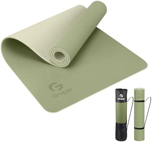Gruper Yoga Mat Non Slip, Eco Friendly Exercise Mat with Carrying Strap