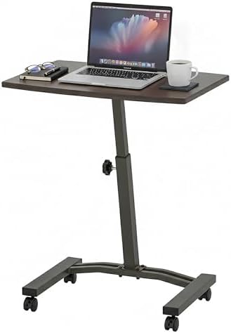 Displays By Jack Adjustable Height Rolling Laptop Desk, Portable Sit Stand Computer Table on Wheels – 24 x 16 in Mobile Workstation for Home Office, Classroom, Study Room