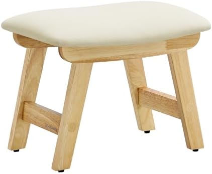 SONGMICS Foot Stool Ottoman, Padded Foot Rest Under Desk, Solid Wood Frame