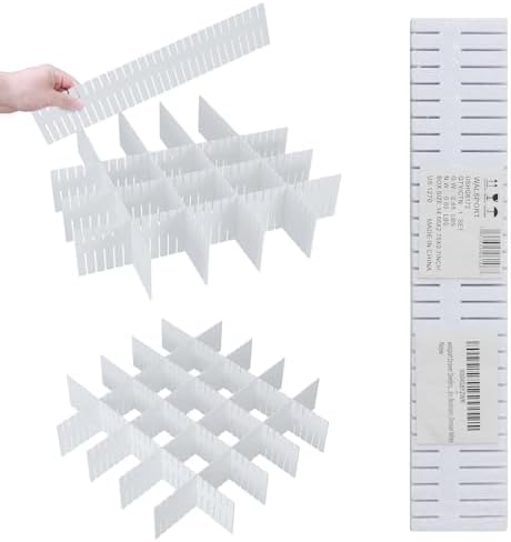 ALBAD Plastic Drawer Dividers Adjustable Drawer Organizer Dividers Separator for Tidying Clutter/Cutlery/Underwear/Socks/Clothes/Dresses/Boxes/Bins in Kitchen Bathroom Bedroom Office (8)