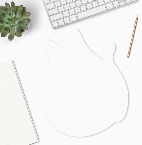 Funny Mouse Pad Cute Cat Shape Office Desk Accessories Decor for Women 9.65 x 8 Inch Small Mousepad with Non-Slip Rubber Base Washable Waterproof, Ivory White