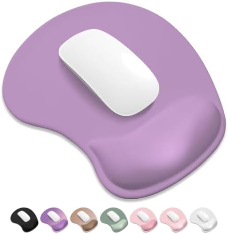 ITNRSIIET Ergonomic Mouse Pad, Cushioned Gel Wrist Rest, Non-Slip Base, Smooth Surface, Compatible with All Mice for Office & Gaming, Desk Accessory, 9.5 x 8.2 inch, Lavender Purple