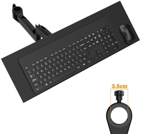 Adjustable Wall-Mounted Keyboard Tray with Spring Arm for Ergonomic Workstation, 23.6 inch Aluminum Platform, 180 Swivel 90 Tilt Desk Mount, Heavy Duty 22lbs Capacity [Object Object]