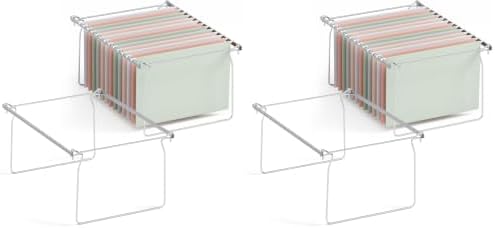 SUNEE Hanging File Folder Frame, Letter Size File Drawer Organizer for Desks, Adjustable File Cabinet Rails 13.5 to 17.5 Inches, Set of 2 (Pack of 2)