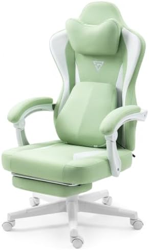 Vigosit Computer Gaming Chair with Heated Massage Lumbar Support for Adults, Ergonomic Office Chair with Footrest, Breathable Soft Fabric Reclining Adjustable Swivel PC Chair for Adult