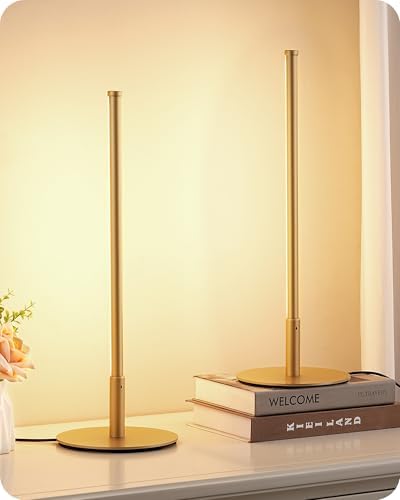 EDISHINE LED Table Lamp Set of 2, Modern Desk Lamps for Living Room, Gold
