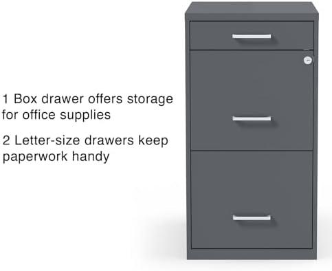 Staples 3-Drawer Vertical File Cabinet, Letter/Legal, Locking, Charcoal