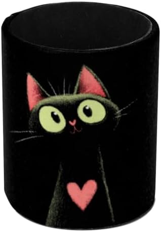 Leather Pen Holder for Desk, Cat Heart Pencil Cup Pen Organizer Makeup Brush Holder for Office Home Kids Countertop Desk Accessory Storage
