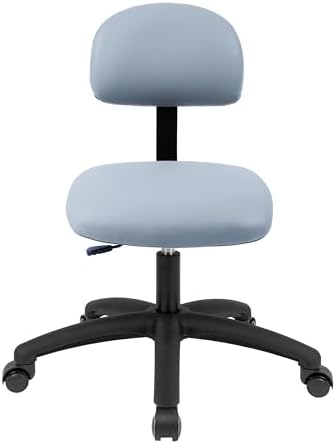 FSS Series Square seat Low (17"-22") seat Height Chair. Fabric Vinyl-for Office, Garage, Desk, Shop, Computer, Doctor, Medical, Easy to Clean! (Gray, Low, Self Braking Casters)