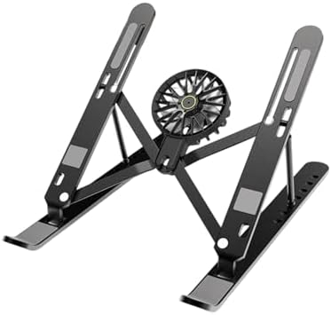 Laptop Stand with Fan, Ventilated Stands, Holder, Aluminum Desk with Fan for, Desk Accessories Accessories for Home Work Travel