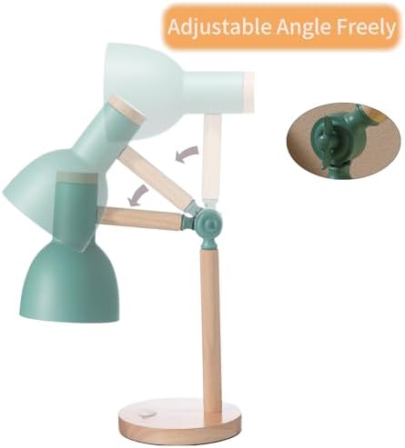 Adjustable Wooden Arm Desk Lamp, Metal Shade Table Lamp