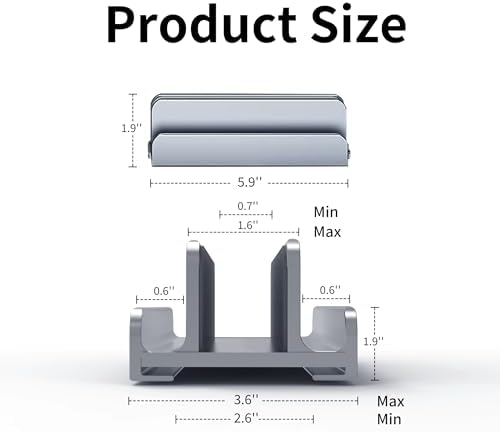 Aluminum Vertical Laptop Stand Holder for Desk Compatible with MacBook Pro, MacBook Air, Dell, HP, Lenovo, Up to 17.3 inches, Blue-Gray