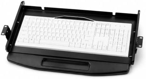 JOLENE.K Heavy-Duty 19" Under Desk Keyboard Tray – Slide-Out Steel Drawer with Smooth Ball Bearing Slides, Ergonomic Space-Saving Design for Desks 22"+ Wide – Black, Without Touchpad