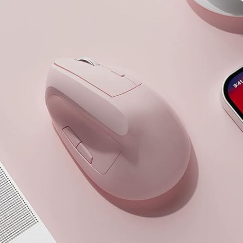 Ergonomic Vertical Mouse Wireless, Rechargeable Ergo Mouse for Carpal Tunnel Relief, 3200DPI Adjustable, 6 Buttons for PC/Laptop/Mac/Windows (Soft Pink)