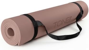 TONE Fitness 1/4" Yoga Mat, Non-Slip Exercise & Pilates Mat with Strap