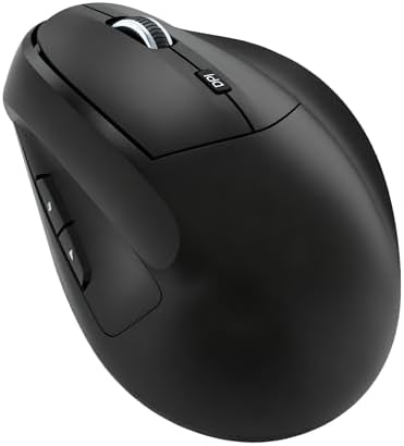 Black Ergonomic Wireless Vertical Mouse - Rechargeable, 3200DPI, 6 Buttons for Wrist Pain & Carpal Tunnel Relief