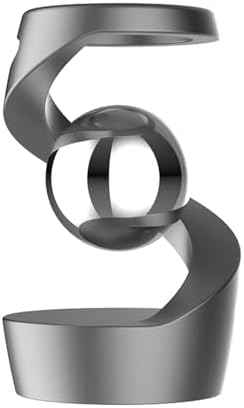 Levitating Spinning Gyroscope Kinetic Desk Toy, Silent Aluminum Alloy Fidget Spinner, Stress Relief Desktop Ornament, Executive Business Gift for Adults Anxiety ADHD Office Decor(Gray-Silver Ball)