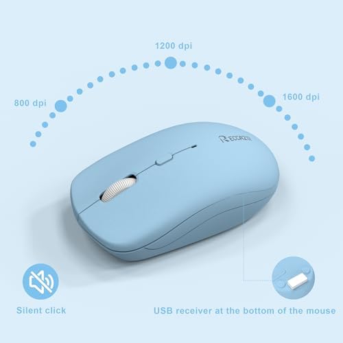 Wireless Keyboard and Mouse Combo Silent for Office and Home(Sky Blue-B)
