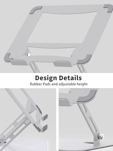 SOUNDANCE Laptop Stand, Heavy Metal Base, Adjustable, 10-15.6", Silver