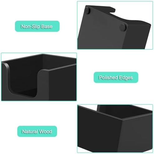 Bivvclaz Wood Sticky Note Holder, 3 x 3 Inch Post It Note Dispenser for Office Desk Accessories, Self Stick Note Pad Holder, Memo Pad Holder Dispenser Organizer for School Office Desk Supplies, Black