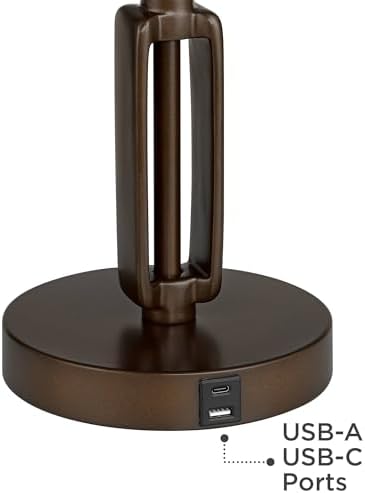 Samuel 21 1/4" High Bronze Brown Desk Lamp USB Mica Shade Swing Arm