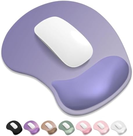 ITNRSIIET Ergonomic Mouse Pad, Cushioned Gel Wrist Rest, Non-Slip Base, Smooth Surface, Compatible with All Mice for Office & Gaming, Desk Accessory, 9.5 x 8.2 inch, Purple