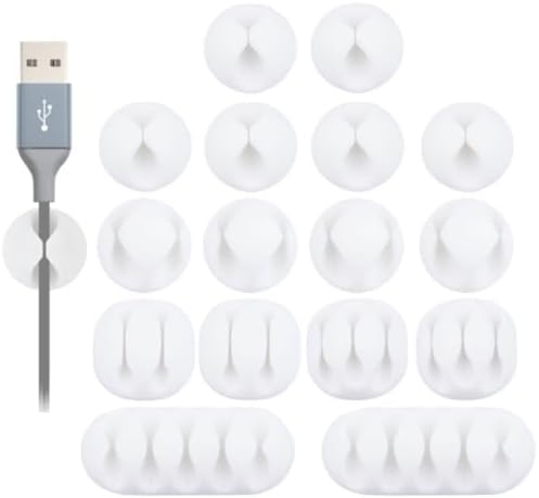 OHill 16PCS White Self Adhesive Cable Clips, Cord Holder, Cord Organizer