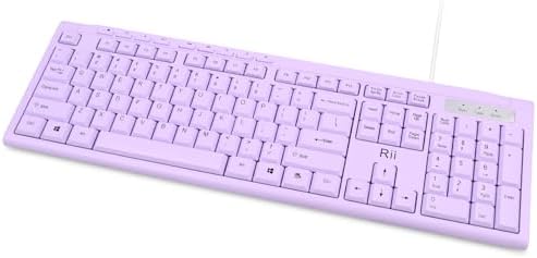 Rii RK907 Ultra-Slim Compact USB Wired Keyboard for MAC and PC-Purple