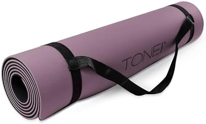 TONE Fitness 1/4" Yoga Mat, Non-Slip Exercise & Pilates Mat with Strap