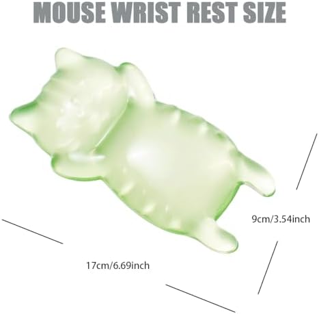 Ergonomic Silicone Gel Mouse Wrist Rest – Clear Cute Cat Mouse Wrist Rest, Comfort & Support for Typing and Gaming (Green)