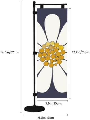 Daisy-White Floral Design Deluxe Desk Flag Set, 12 x 4 Inch Miniature Table Flag with 14" Pole & Stand Base