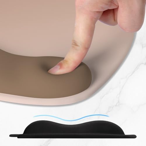 ITNRSIIET Ergonomic Mouse Pad, Cushioned Gel Wrist Rest, Non-Slip Base, Smooth Surface, Cute Multi-Color, 9.5 x 8.2 in, Soft Brown