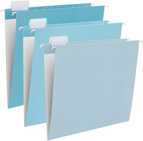 Y YOMA 6 Pack Gradient Hanging File Folders Letter Size Decorative Hanging Folder Pretty File Folder Organizer for Filing Cabinet Office Home with 1/5-Cut Adjustable Tabs, Lake Blue