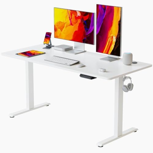 CubiCubi 60 x 24 Large One-Piece Electric Adjustable Standing Desk, White
