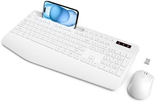 SABLUTE Wireless Keyboard and Mouse Combo, Full Size, Ergonomic Wrist Rest