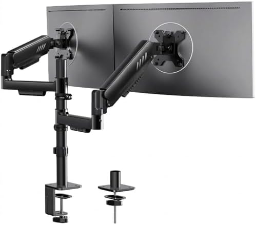 ErGear Dual Monitor Stand, Stacked Monitor Mount for 13-33″ Screens, Up to 19.8 lbs/Arm, Enhanced Stability with Integrated C-Clamp, Upgraded Cable Management, VESA 75x75/100x100mm, Home Office Gaming