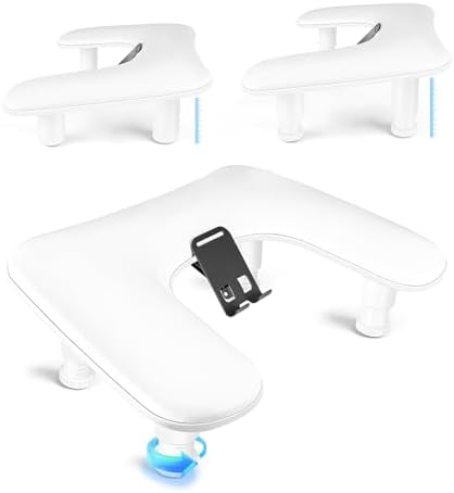 JODSONE U-Shaped White Manicure Arm Rest for Nails Tech with Rotating 360°Built-In Phone Holder and Adjustable Nail Arm Rest Detachable Manicure Hand Rest for Salon Design