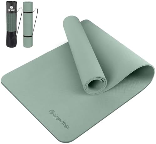 Gruper Yoga Mat Non Slip, Anti-Tear Workout Mat with Carrying Strap and Bag