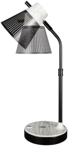 OttLite LED Table Lamp with Wireless Charging and USB, Black and Grey