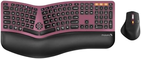 ProtoArc EKM01 Plus Wireless Ergonomic Keyboard Mouse Combo - Wine Red