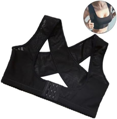 Women Back Posture Corrector Brace Adjustable Nylon Spandex Black