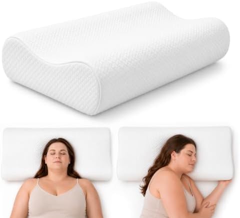 AM AEROMAX 32" King Contour Memory Foam Pillow for Neck Pain Relief, White