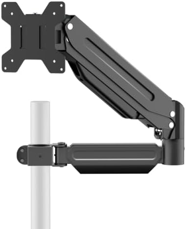 suptek Single Monitor Arm for Desk Mount Stand,Adjustable Monitor Arm for 17 to 32 inch Screen, Support Weight up to 22lbs, Mounting Holes 75x75mm to 100x100mm, ,Pneumatic Pole Mount Arm Black