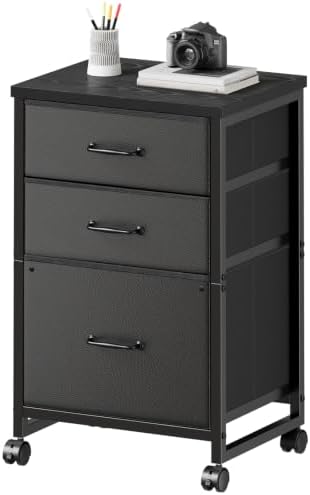 Maihail 3 Drawer File Cabinet on Wheels Fits A4 Size for Home Office