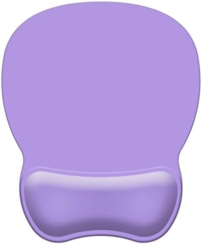 Mouse Pad with Support, Ergonomic Mouse Pad with Gel Wrist Rest Support Middle Concave Design, Comfortable Mousepad with Non-Slip PU Base for Home Office Working Studying (07 Light Purple)