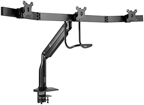 Tripp Lite Safe-IT Precision-Placement Triple 17-32 inch Monitor Desktop Mount, 90-Degree Rotation, Cable Management Space, VESA-Compliant, 5-Year Warranty (DMPDT1732AM)