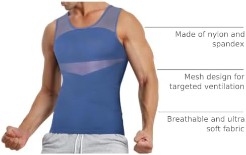 TAILONG Men's Compression Shirt for Body Shaper Slimming Vest Tight Tummy Underwear Tank Top